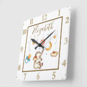 キュートエレファントベビー パーソナライズされた スクエア壁時計 (傾斜)
