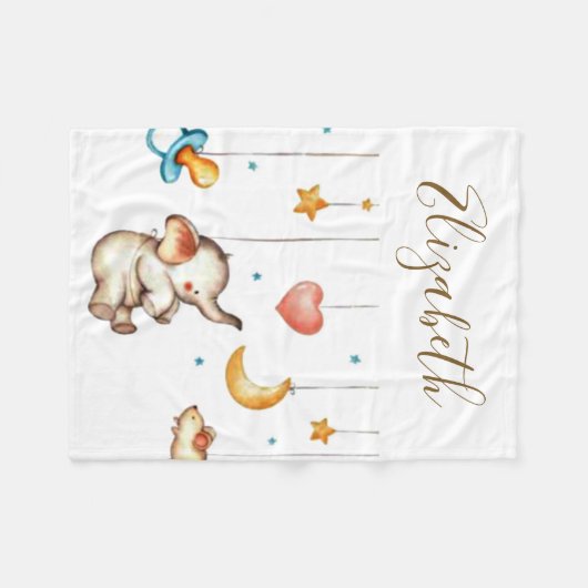 キュートエレファントベビー フリースブランケット (正面(横))