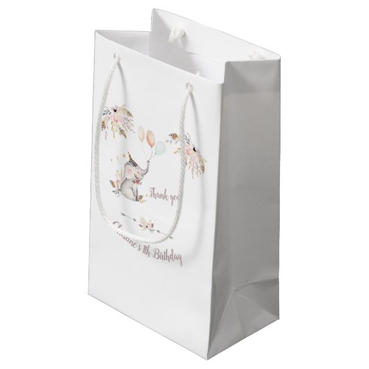 キュートエレファントボホカスタムフローライヤー誕生日 スモールペーパーバッグ (裏面アングル)