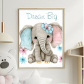 キュートエレファントボーイガールアニマルプリント ポスター