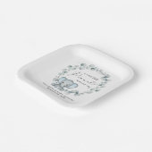 キュートエレファントユーカリ男の赤ちゃんシャワー ペーパープレート (傾斜あり)