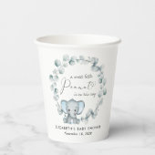 キュートエレファントユーカリ男の赤ちゃんシャワー 紙コップ (裏面)