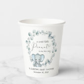 キュートエレファントユーカリ男の赤ちゃんシャワー 紙コップ (正面)