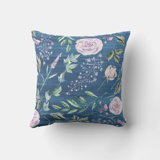 キュートエレファント男の赤ちゃん名前をカスタムするブルーウッド クッション (裏面)