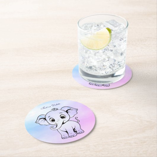 キュートエレファント紙コースター ラウンドペーパーコースター (インサイチュ)