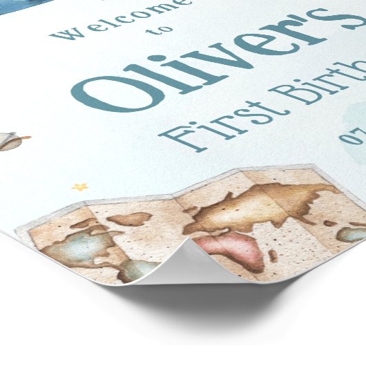 キュートエレファント飛行機アドベンチャータイムフライ誕生日 ポスター (角)