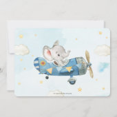 キュートエレファント飛行機アドベンチャータイムフライ誕生日 招待状 (裏面)