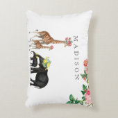 キュートエレファント&キリンフローラカスタムベビー名 アクセントクッション (正面(垂直))