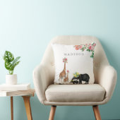 キュートエレファント&キリンフローラカスタムベビー名 クッション (椅子)