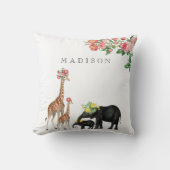 キュートエレファント&キリンフローラカスタムベビー名 クッション (正面)