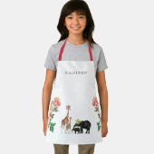 キュートエレファント&キリンフローラ名前をカスタムするキッズ エプロン (インサイチュ)