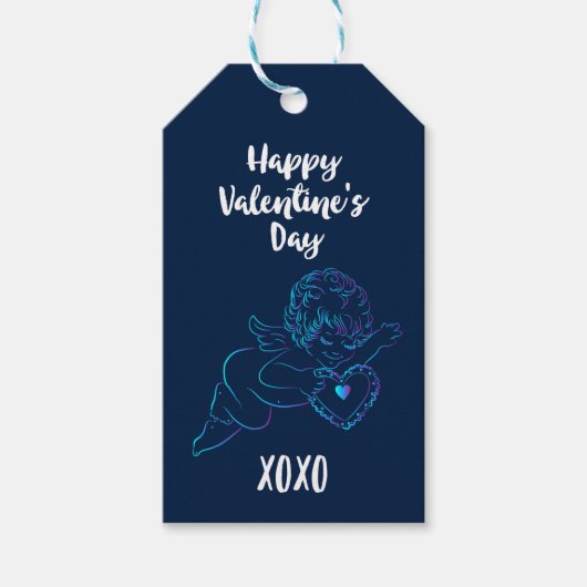 キュートエンジェルケルビラレースバレンタインハート ギフトタグ (正面)