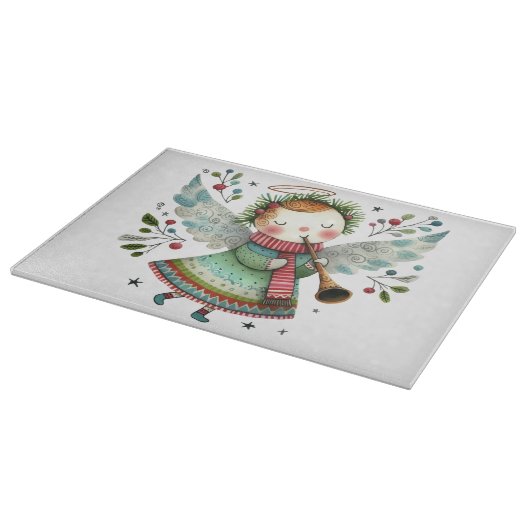 キュートエンジェルフォークアートスタイル カッティングボード (角)