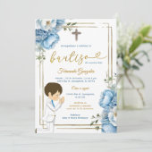 キュートエンジェルボーイスペインのバウティゾダスティブルー金ゴールド 招待状 (スタンド正面)
