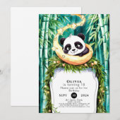 キュートエンチャントパステルパンダ誕生日 招待状 (正面/裏面)