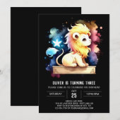 キュートエンチャントライオン誕生日 招待状 (正面/裏面)