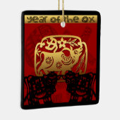 キュートオックス中国のイヤー〔占星術の〕十二宮図誕生日スクエアO セラミックオーナメント (右)