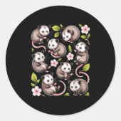 キュートオッサムセスフラワーパターン動物愛好家 ラウンドシール (正面)
