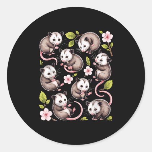 キュートオッサムセスフラワーパターン動物愛好家 ラウンドシール (正面)