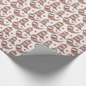 キュートオッタギフト赤いハート子供の誕生日 ラッピングペーパー (角)