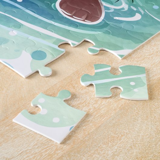 キュートオッターイラストレーション名前をカスタムする ジグソーパズル (側面)