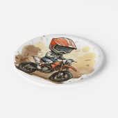 キュートオフロードバイク誕生日 ペーパープレート (アングル)