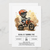 キュートオフロードバイク誕生日 招待状 (正面/裏面)