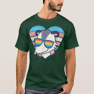 キュートオポッサムプライドトランフラッグレインボーサングラスL Tシャツ