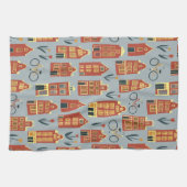 キュートオランダハウスアムステルダムシティパターン キッチンタオル (横)