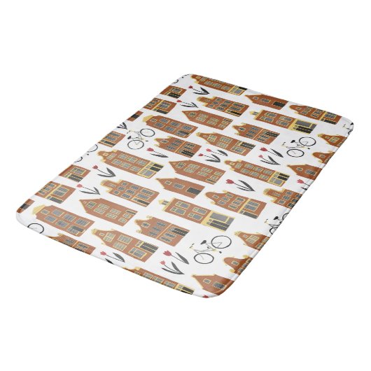 キュートオランダハウス – アムステルダムキャナルハウス バスマット (アングル)