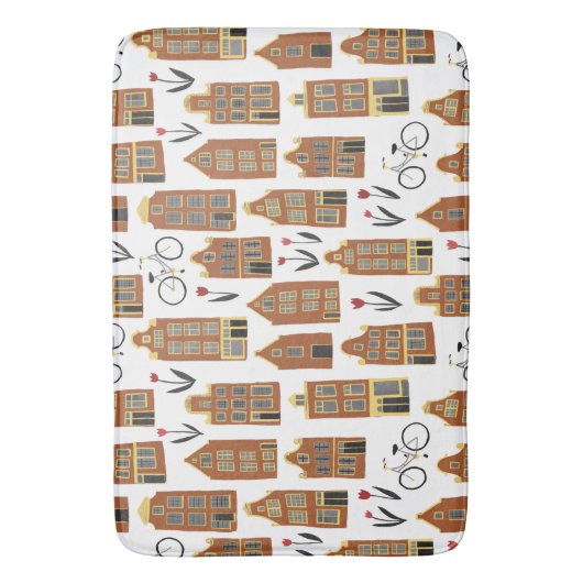 キュートオランダハウス – アムステルダムキャナルハウス バスマット (正面縦)