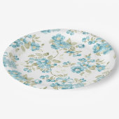 キュートオリーブグリーンアクアターコイズフローラ水彩 ペーパープレート (アングル)