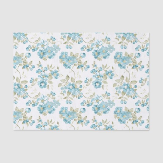 キュートオリーブグリーンアクアターコイズフローラ水彩 薄葉紙 (正面)