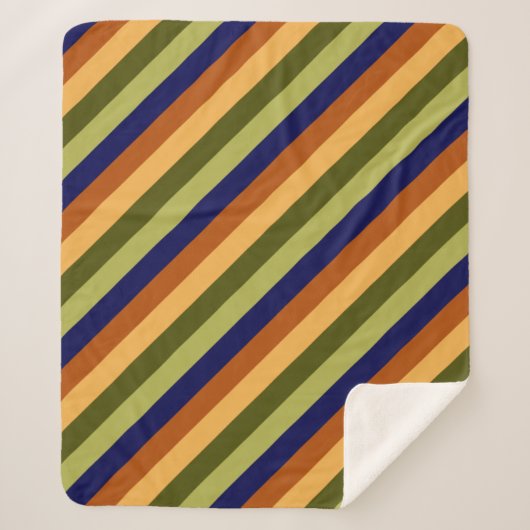 キュートオリーブセージ海軍ストライプの中級シェルパブランケット シェルパブランケット (正面)