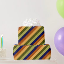 キュートオリーブセージ海軍ストライプラッピング紙