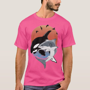 キュートオルカクジラとシャークサモアポリネシア Tシャツ