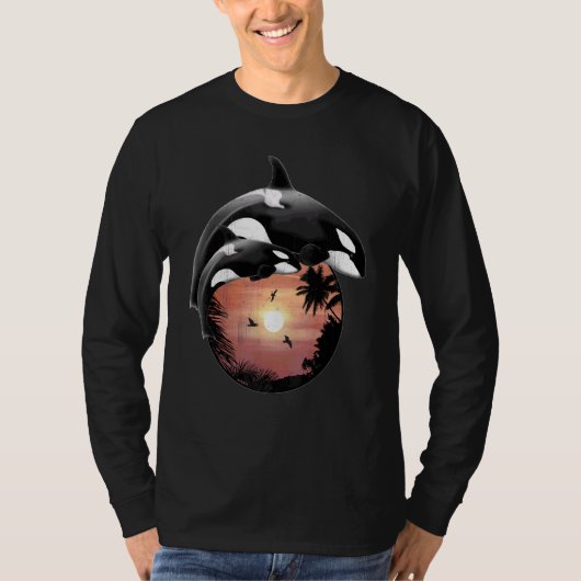 キュートオルカゼールサモアポリネシアスタイルサンセット Tシャツ (正面)