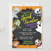 キュートオレンジとブラックスポオクタキュラーハローウィンパーティ 招待状 (正面)