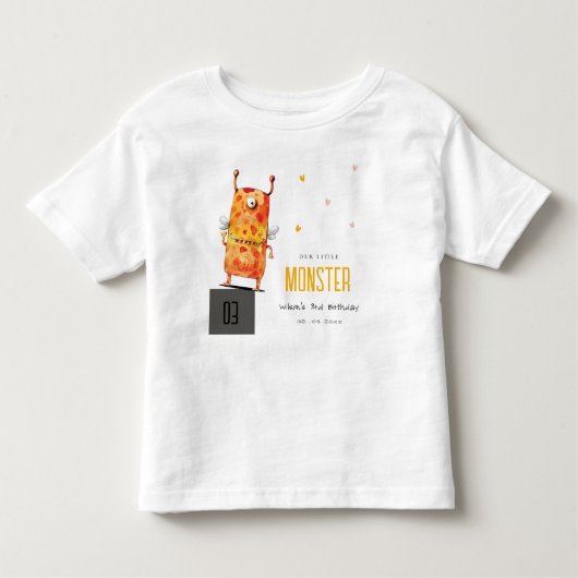 キュートオレンジイエローワンアイドモンスター子供の誕生日 トドラーTシャツ (正面)