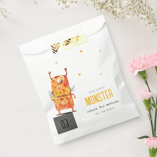 キュートオレンジイエローワンアイドモンスター子供の誕生日 フェイバーバッグ (封をした状態)