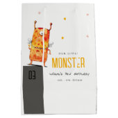 キュートオレンジイエローワンアイドモンスター子供の誕生日 ミディアムペーパーバッグ (裏面)