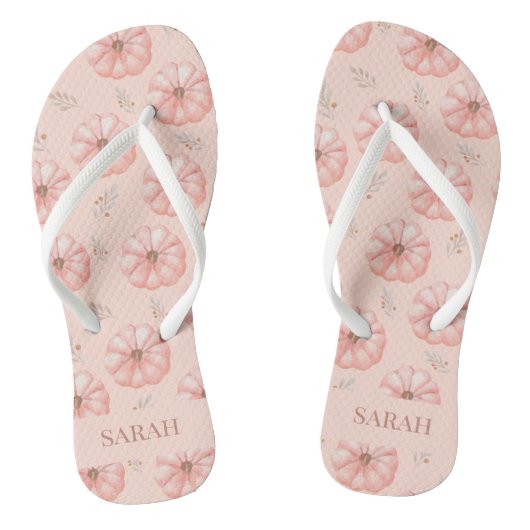 キュートオレンジウォーターカラーカボチャ秋 ビーチサンダル (ソール)