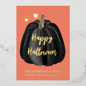 キュートオレンジカボチャハッピーハローウィン金ゴールド 箔シーズンカード (正面)