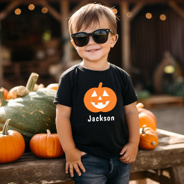 キュートオレンジカボチャ名前をカスタムするハロウィン トドラーTシャツ