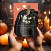 キュートオレンジカボチャ金ゴールドハローウィンパーティ 箔招待状