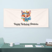 キュートオレンジキツネとフローラクラウン誕生日 横断幕 (トレードショー)