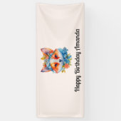 キュートオレンジキツネとフローラクラウン誕生日 横断幕 (縦)