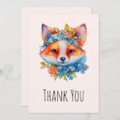 キュートオレンジキツネとフローラクラウン サンキューカード (正面/裏面)