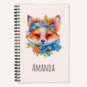 キュートオレンジキツネとフローラクラウン ノートブック (正面)