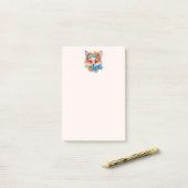 キュートオレンジキツネとフローラクラウン ポストイット (デスク上)